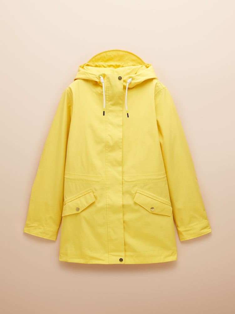 Joules Portwell Yellow Waterproof Raincoat With Hood - Image 10 of 11