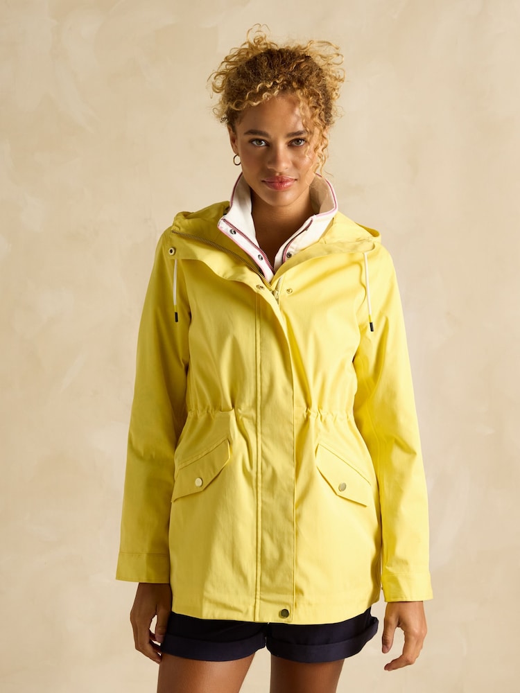 Joules Portwell Yellow Waterproof Raincoat With Hood - Image 4 of 11
