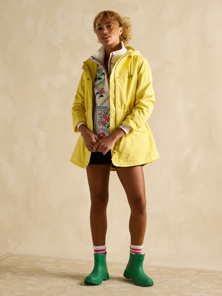 Joules Portwell Yellow Waterproof Raincoat With Hood - Image 6 of 11