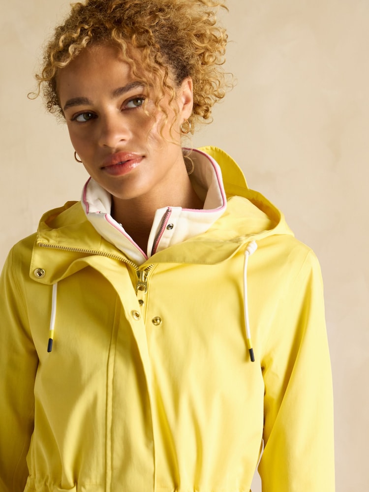 Joules Portwell Yellow Waterproof Raincoat With Hood - Image 7 of 11