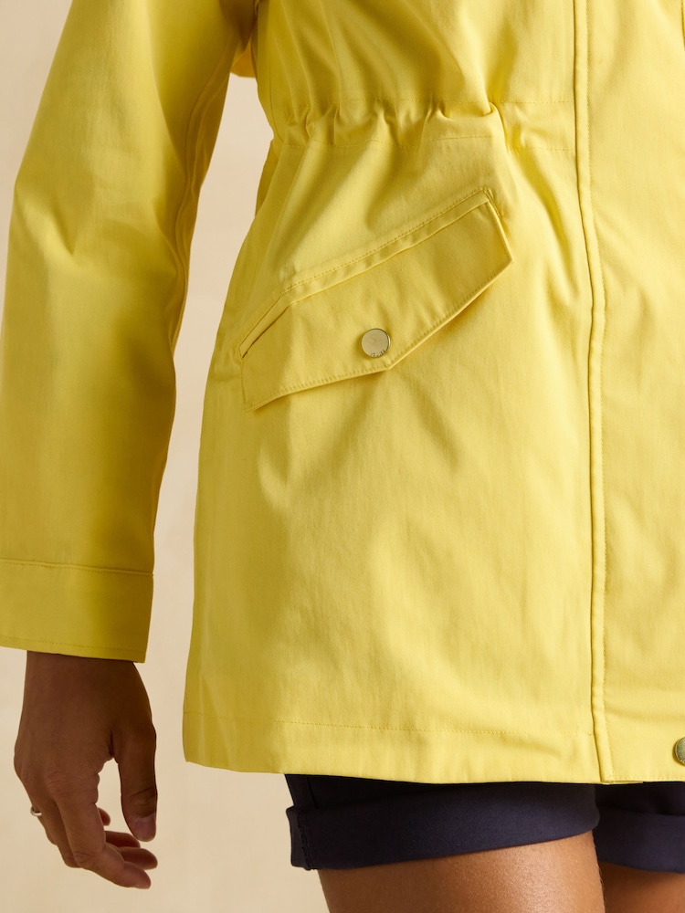 Joules Portwell Yellow Waterproof Raincoat With Hood - Image 8 of 11