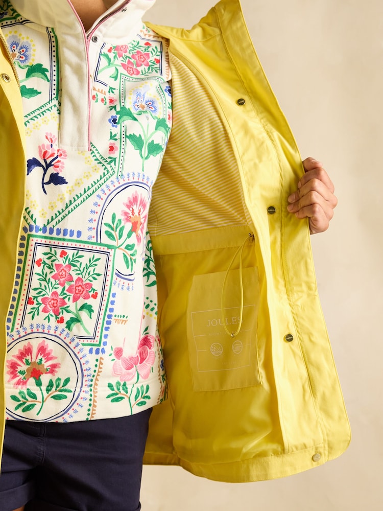 Joules Portwell Yellow Waterproof Raincoat With Hood - Image 9 of 11