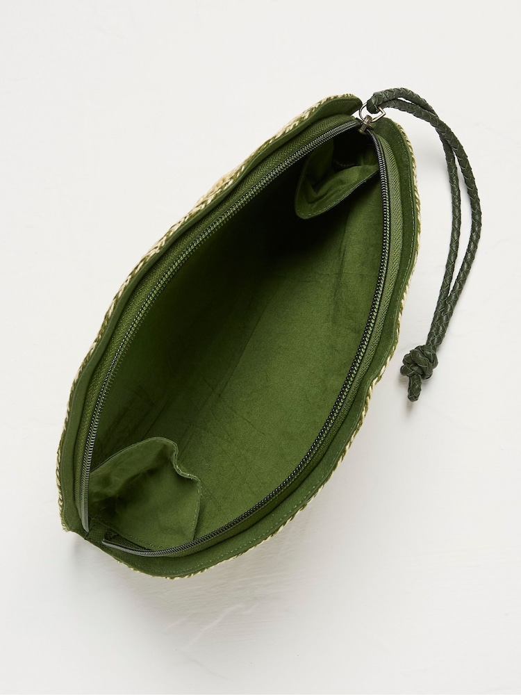 FatFace Green Scalloped Clutch Bag - Image 2 of 3 FatFace Green Scalloped Clutch Bag - Image 2 of 3