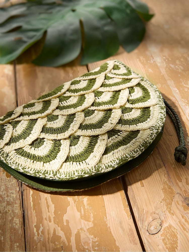 FatFace Green Scalloped Clutch Bag - Image 3 of 3 FatFace Green Scalloped Clutch Bag - Image 3 of 3