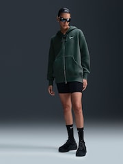 Nike Dark Green Oversized Mini Phoenix Fleece Swoosh Full Zip Hoodie - Image 1 of 8