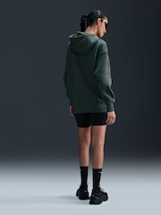Nike Dark Green Oversized Mini Phoenix Fleece Swoosh Full Zip Hoodie - Image 2 of 8