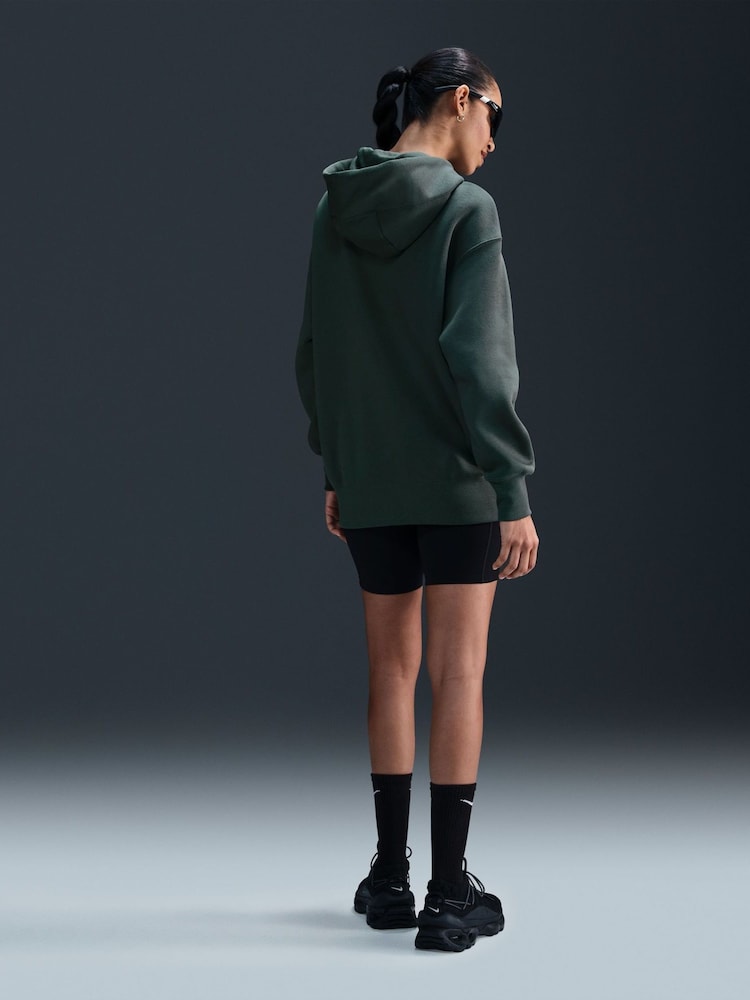 Nike Dark Green Oversized Mini Phoenix Fleece Swoosh Full Zip Hoodie - Image 2 of 8