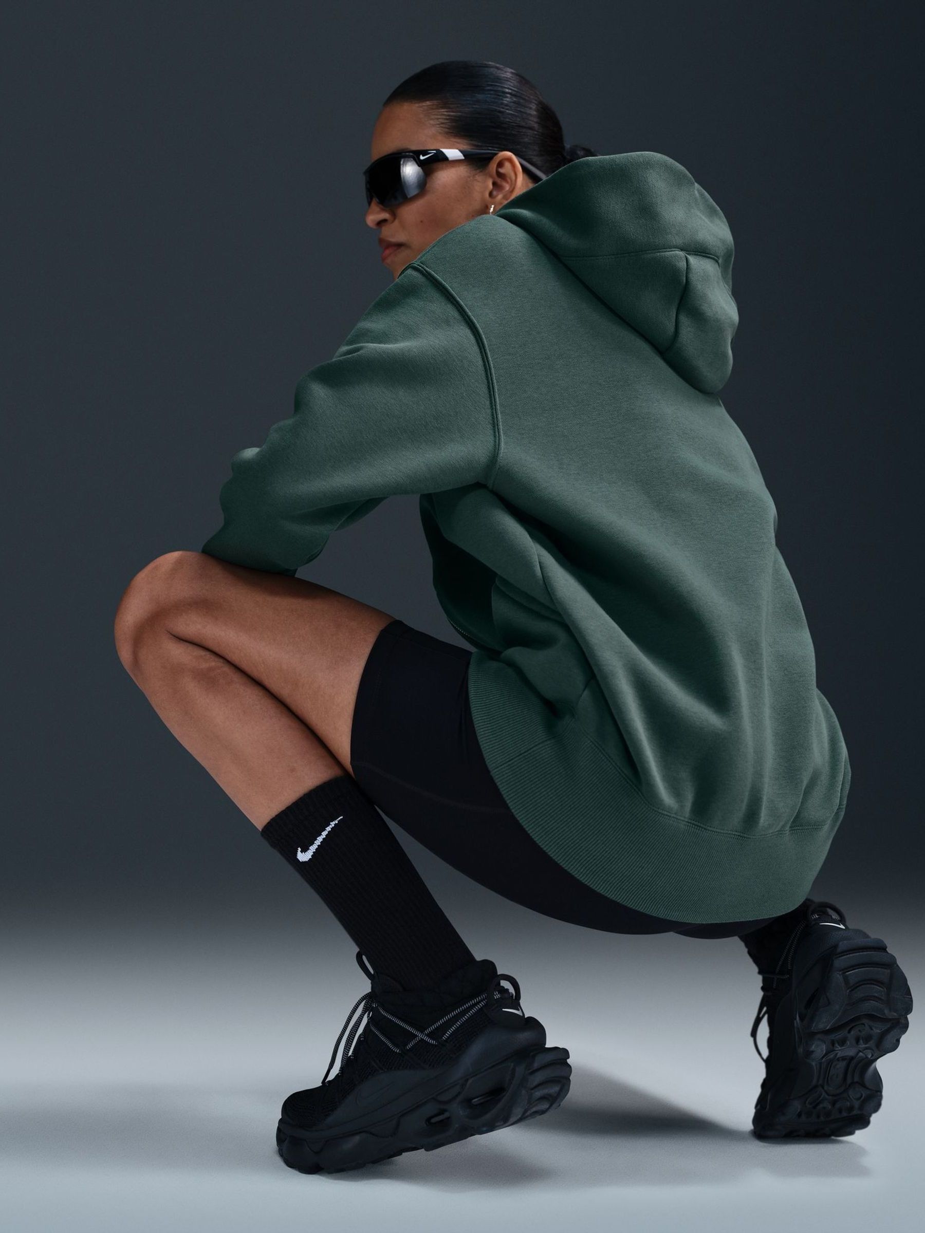 nike mini swoosh oversized hoodie in washed neon green