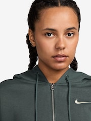 Nike Dark Green Oversized Mini Phoenix Fleece Swoosh Full Zip Hoodie - Image 8 of 8