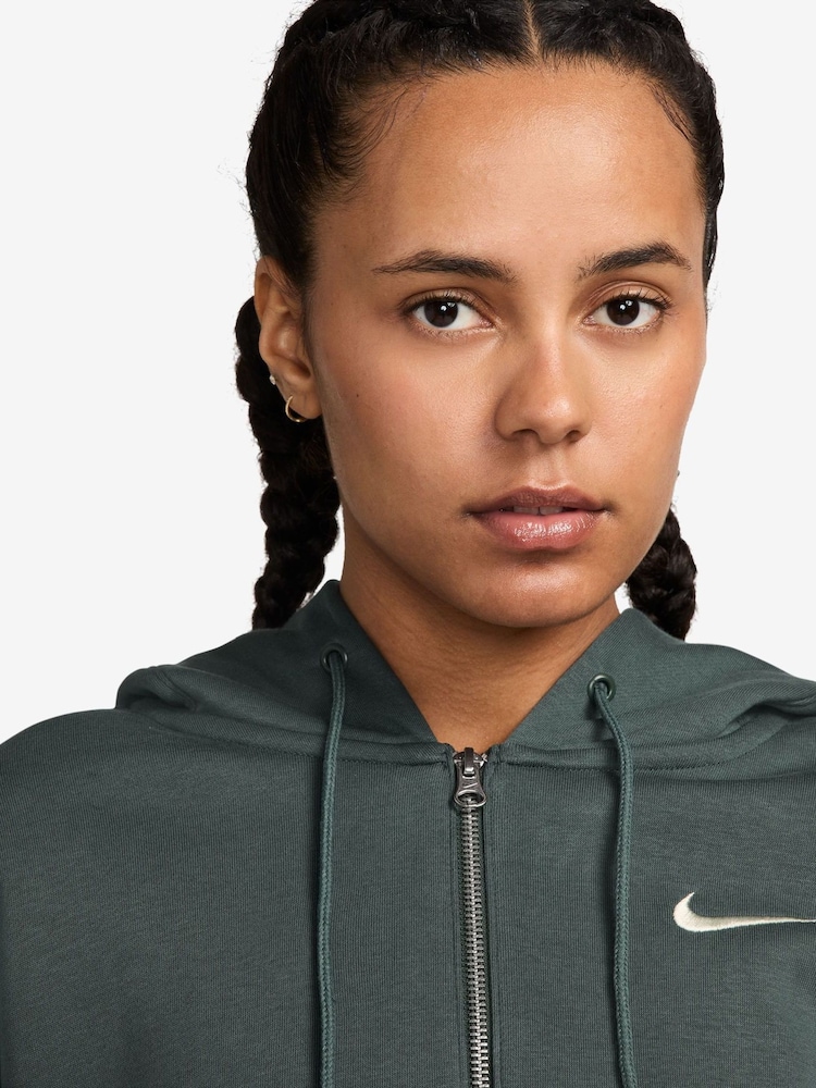 Nike Dark Green Oversized Mini Phoenix Fleece Swoosh Full Zip Hoodie - Image 8 of 8