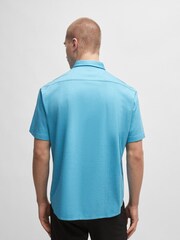 BOSS Blue Regular Fit 100% Cotton Pique Short Sleeve Shirt - Image 2 of 6