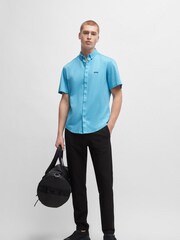 BOSS Blue Regular Fit 100% Cotton Pique Short Sleeve Shirt - Image 3 of 6