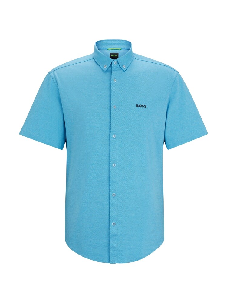 BOSS Blue Regular Fit 100% Cotton Pique Short Sleeve Shirt - Image 6 of 6