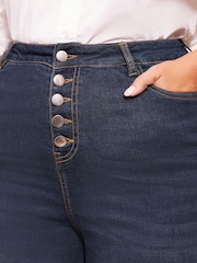 Curves Like These Blue Button Front Straight Leg Jeans - Image 3 of 4