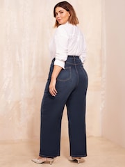 Curves Like These Blue Button Front Straight Leg Jeans - Image 4 of 4