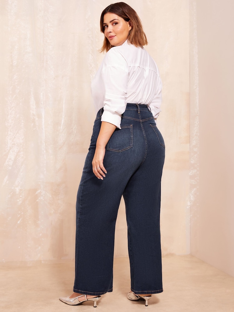 Curves Like These Blue Button Front Straight Leg Jeans - Image 4 of 4