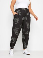 Yours Curve Black Cuffed Harem Joggers - Image 1 of 4