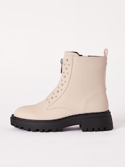 Lipsy Stone Chunky Studded Zip Front Faux Leather Ankle Boot - Image 3 of 4