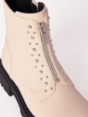 Lipsy Stone Chunky Studded Zip Front Faux Leather Ankle Boot - Image 4 of 4