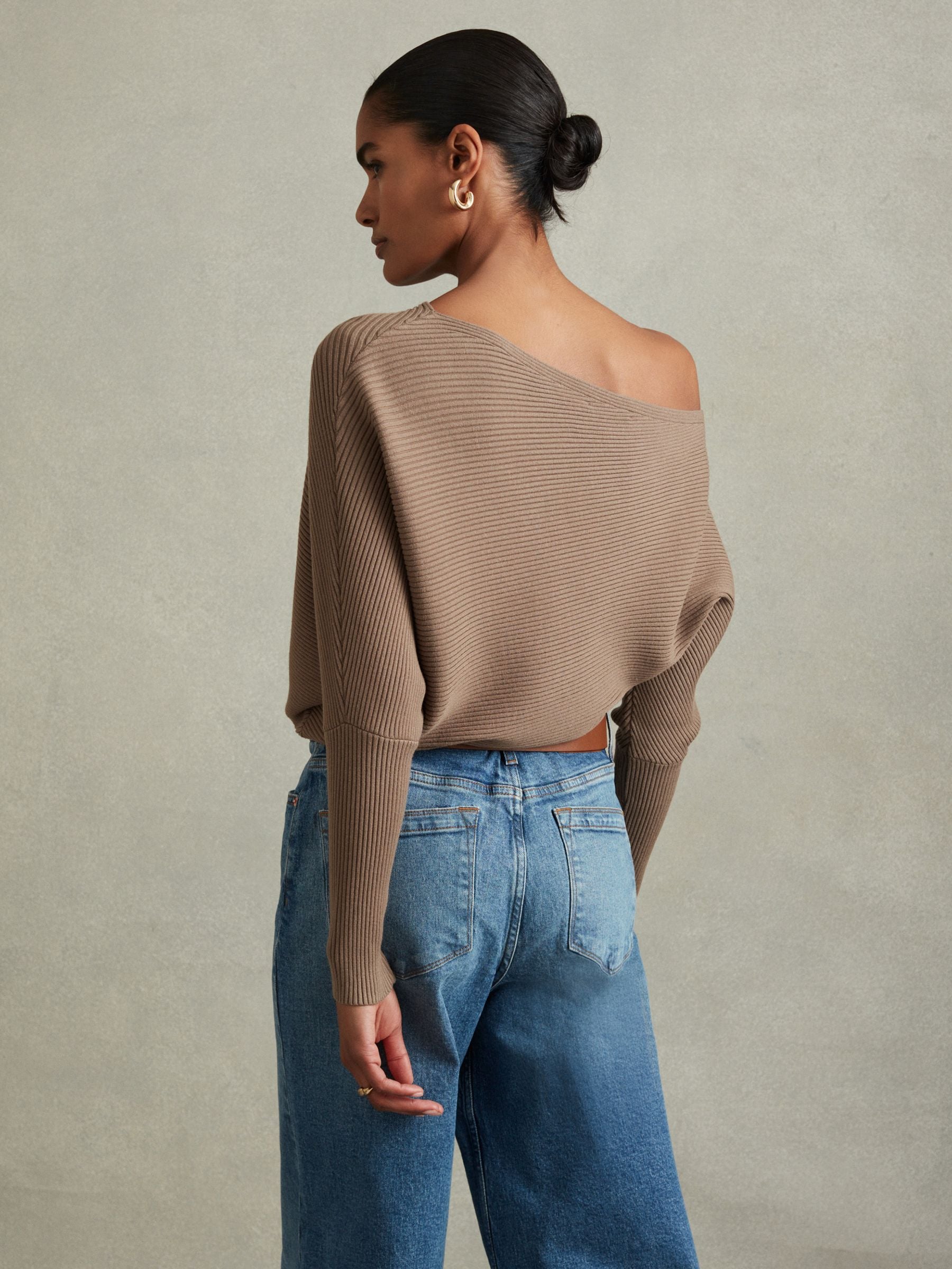 Buy Reiss Mink Lorna Asymmetric Drape Knitted Top from the Next UK