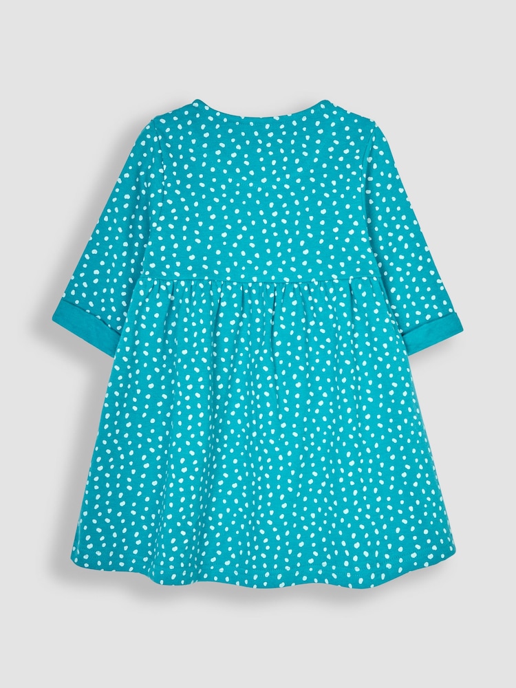 JoJo Maman Bébé Green Bird Appliqué Button Front Dress - Image 2 of 4