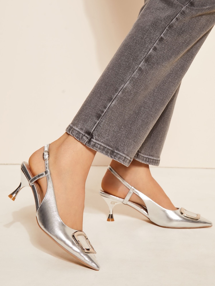 srebrna (barva); srebro - Friends Like These kvadratno zaponko koničasta toe slingback salonar - Slika 1 iz 4 srebrna (barva); srebro - Friends Like These kvadratno zaponko koničasta toe slingback salonar - Slika 1 iz 4