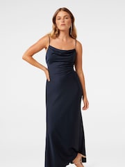 Forever New Blue Petite Mia Petite Boat Neck Satin Maxi Dress - Image 1 of 4