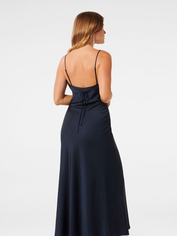 Forever New Blue Petite Mia Petite Boat Neck Satin Maxi Dress - Image 2 of 4