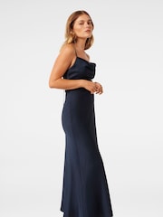Forever New Blue Petite Mia Petite Boat Neck Satin Maxi Dress - Image 3 of 4
