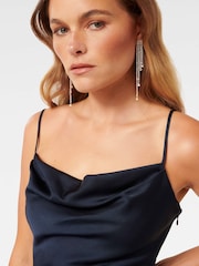 Forever New Blue Petite Mia Petite Boat Neck Satin Maxi Dress - Image 4 of 4