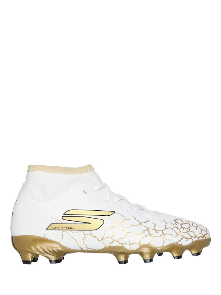 Skechers White White / Gold Younger Kids Firm Ground High Football Boots - Image 1 of 5