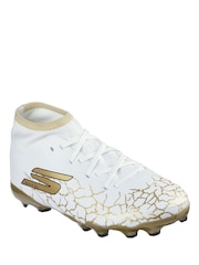 Skechers White White / Gold Younger Kids Firm Ground High Football Boots - Image 2 of 5