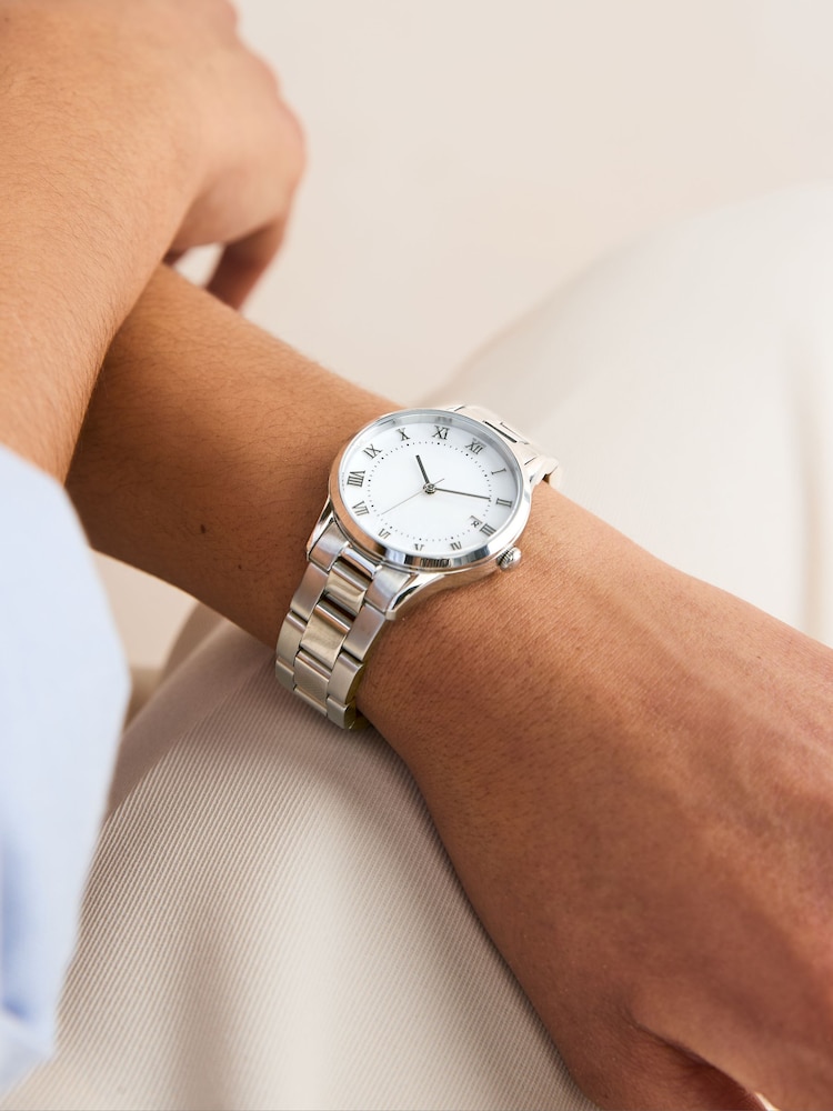 Silver Tone Premium Stainless Steel Boyfriend Watch - Image 1 of 5