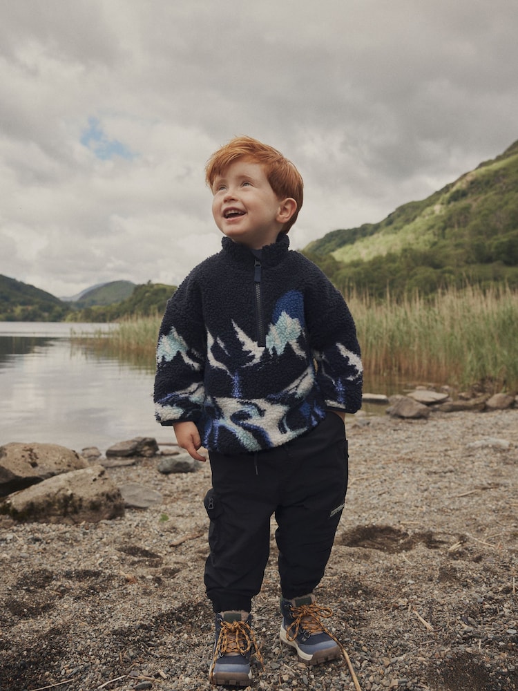 Navy Mountains All Over Print Scene Fleece Zip Through Jacket (3mths-7yrs) - Image 2 of 6