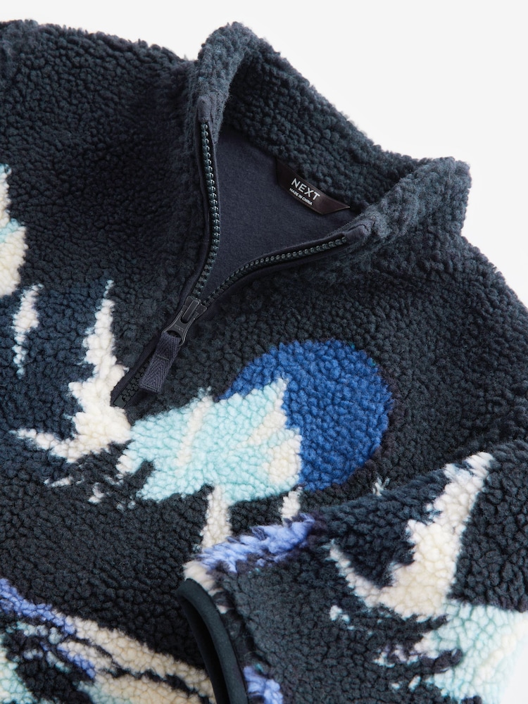 Navy Mountains All Over Print Scene Fleece Zip Through Jacket (3mths-7yrs) - Image 6 of 6