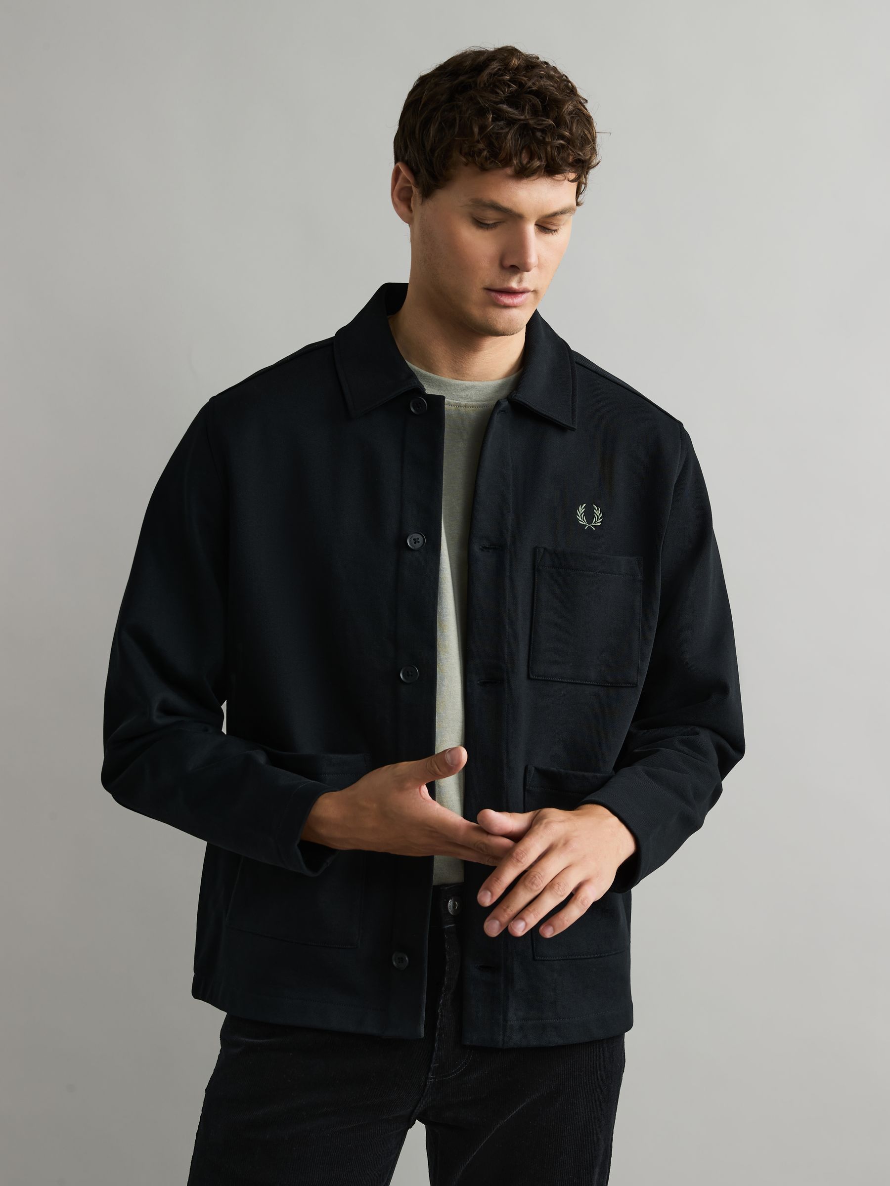 Buy Fred Perry 100% Cotton Heavyweight Jersey Black Overshirt from Next  Luxembourg