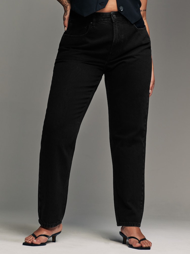 Noir - Mom Column Hourglass 100% Cotton Jeans - Image 3 of 9