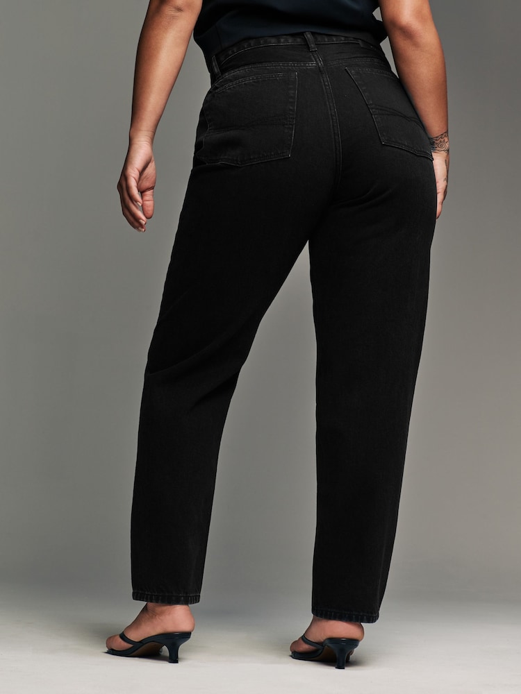 Noir - Mom Column Hourglass 100% Cotton Jeans - Image 4 of 9