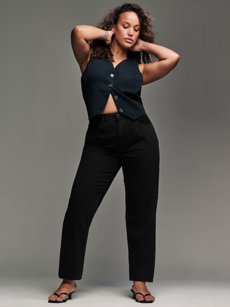 Noir - Mom Column Hourglass 100% Cotton Jeans - Image 5 of 9