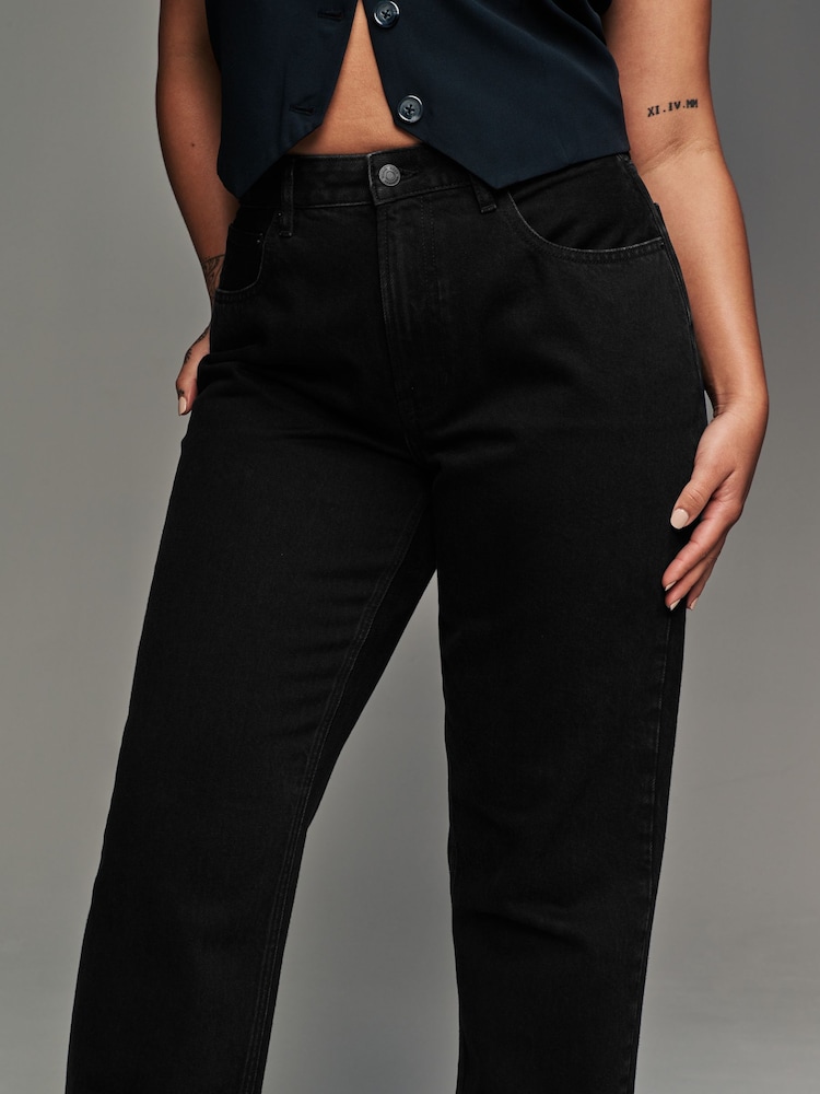Noir - Mom Column Hourglass 100% Cotton Jeans - Image 6 of 9
