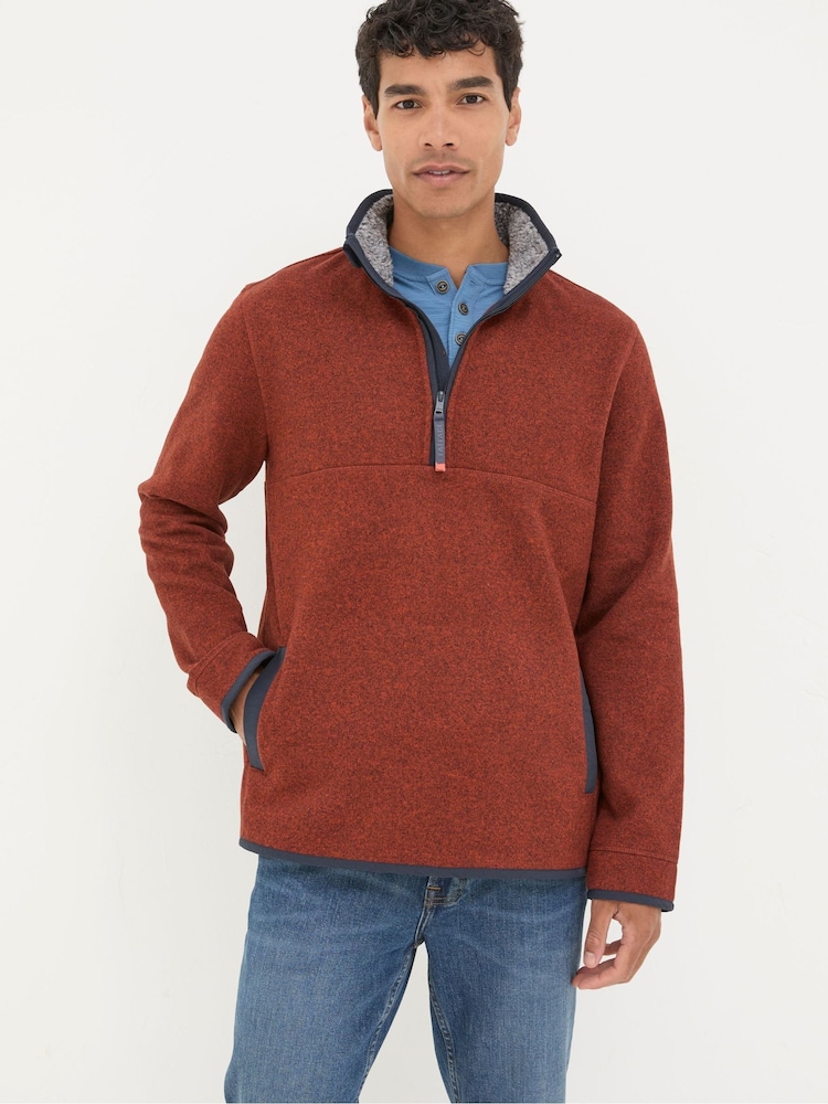 FatFace Haxby Burnt Orange Half Neck Sweatshirt - Image 2 of 7
