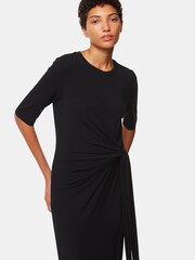 Whistles Twist Front Jersey Black Dress - Image 4 of 5