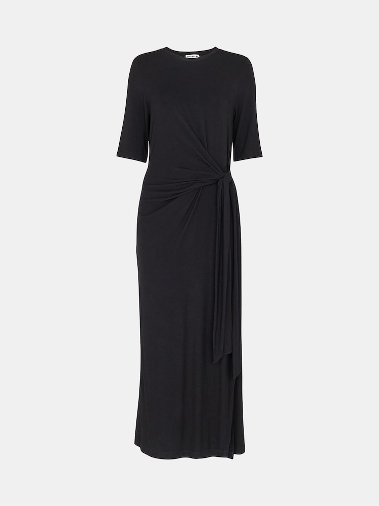 Whistles Twist Front Jersey Black Dress - Image 5 of 5