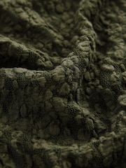 Olive Green Slash Neck Long Sleeve Lace Top - Image 5 of 5