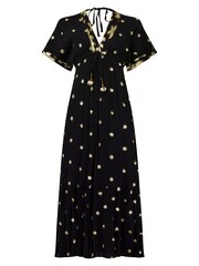Joe Browns Dark Black Sparkle Sequin Dot Tiered Kimono Style Maxi Dress - Image 7 of 7