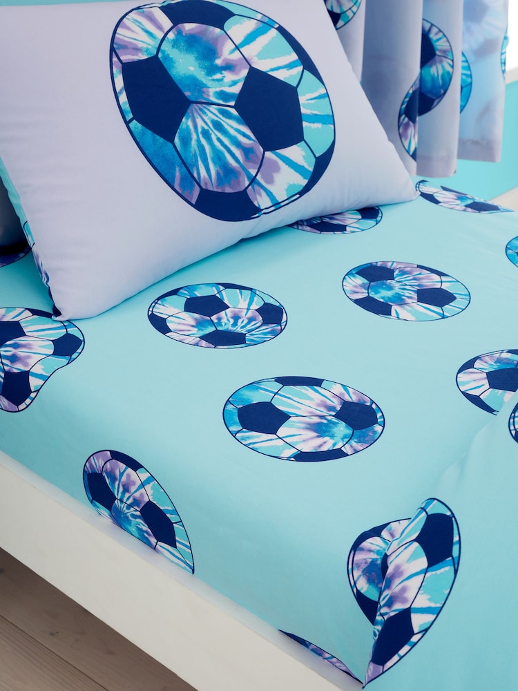 Catherine Lansfield Blue Tie Dye Football Fitted Sheet - Image 1 of 1