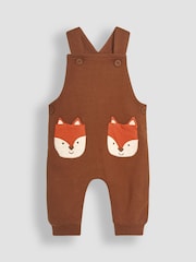JoJo Maman Bébé Toffee Brown Fox Appliqué Pocket Dungarees and Top Set - Image 2 of 6