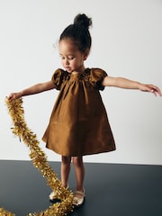 Olive Green Taffeta Ruffle Party Dress (3mths-8yrs) - Image 2 of 8