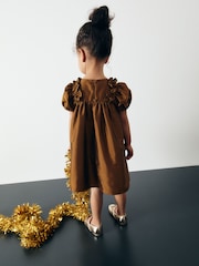 Olive Green Taffeta Ruffle Party Dress (3mths-8yrs) - Image 3 of 8
