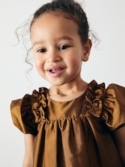 Olive Green Taffeta Ruffle Party Dress (3mths-8yrs) - Image 4 of 8